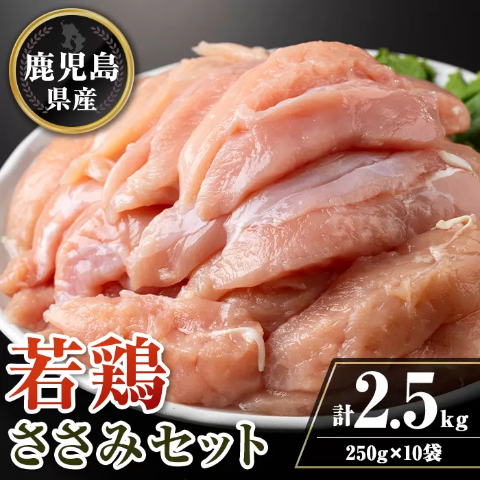 isa714 鹿児島県産若鶏ささみセット(計2.5kg・250g×10P) 鹿児島県産 国産 鶏肉 鳥肉 とり肉 ささみ ヘルシー ダイエット たんぱく質 タンパク質 小分け 真空 【TRINITY】