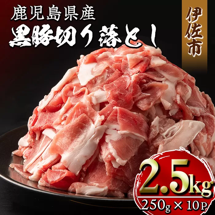 isa267 鹿児島県産黒豚切り落とし(計2.5kg・250g×10P) 精肉 小分け 切落とし 料理 パック 国産 薄切り 豚肉 九州産 冷凍 【増元精肉店】