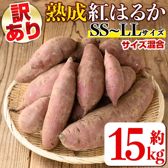 isa878 《訳あり》熟成紅はるか(約15kg・SS～LLサイズ混合) 訳あり さつまいも 紅はるか 鹿児島 生芋 完熟 長期熟成 土付き べにはるか サツマイモ 焼き芋に 【いさ工房】