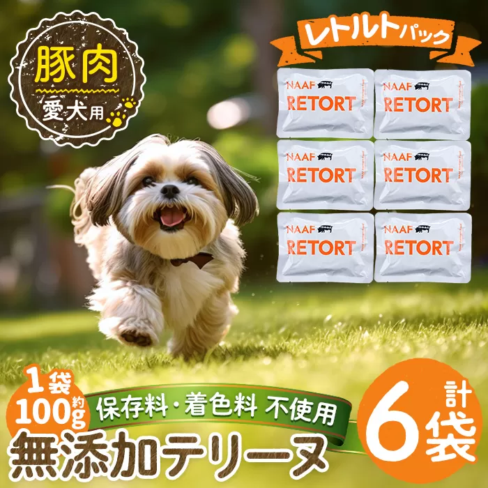 a1085-C ＜保存料・着色料 不使用＞愛犬用無添加テリーヌ レトルトパック 豚テリーヌ6袋(1袋約100g・合計約600g)【Nフードサービス】姶良市 豚 テリーヌ 犬 ドッグ ペット フード エサ レトルト おやつ ごはん ご飯 間食 ご褒美