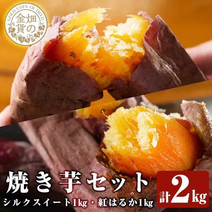 a0001-BS2 冷凍焼き芋!畑の金貨・やきいもセット(紅はるか1kg・シルクスイート1kg)計2kg[甘いも販売所]