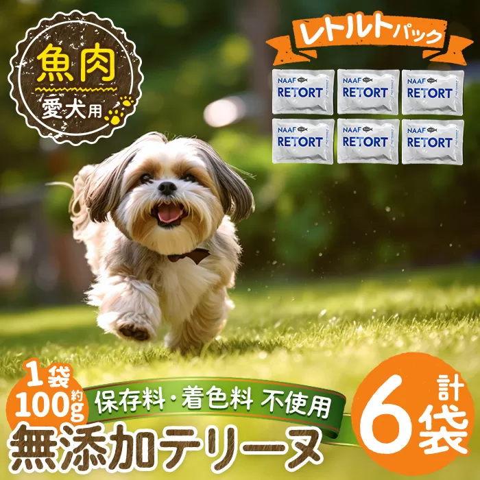 a1089-C ＜保存料・着色料 不使用＞愛犬用無添加テリーヌ レトルトパック 魚テリーヌ6袋(1袋約100g・合計約600g)【Nフードサービス】姶良市 魚 テリーヌ 犬 ドッグ ペット フード エサ レトルト おやつ ごはん ご飯 間食 ご褒美