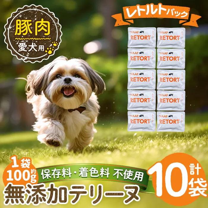 a1085-D ＜保存料・着色料 不使用＞愛犬用無添加テリーヌ レトルトパック 豚テリーヌ10袋(1袋約100g・合計約1kg)【Nフードサービス】姶良市 豚 テリーヌ 犬 ドッグ ペット フード エサ レトルト おやつ ごはん ご飯 間食 ご褒美
