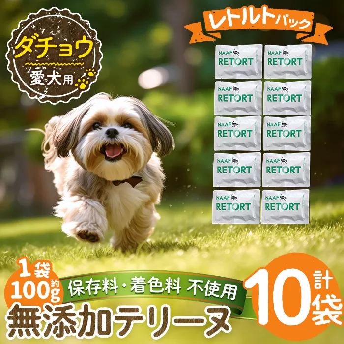 a1090-D ＜保存料・着色料 不使用＞愛犬用無添加テリーヌ レトルトパック ダチョウテリーヌ10袋(1袋約100g・合計約1kg)【Nフードサービス】姶良市 ダチョウ テリーヌ 犬 ドッグ ペット フード エサ レトルト おやつ ごはん ご飯 間食 ご褒美