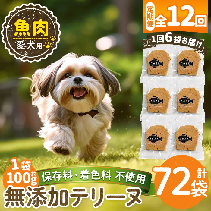 a1058-F 【12回定期便】<保存料・着色料 不使用>愛犬用無添加魚テリーヌ6袋×12回(1袋約100g・合計約7.2kg)【Nフードサービス】姶良市 魚 テリーヌ 犬 ドッグ ペット フード エサ おやつ ごはん ご飯 間食 ご褒美 ペット関係
