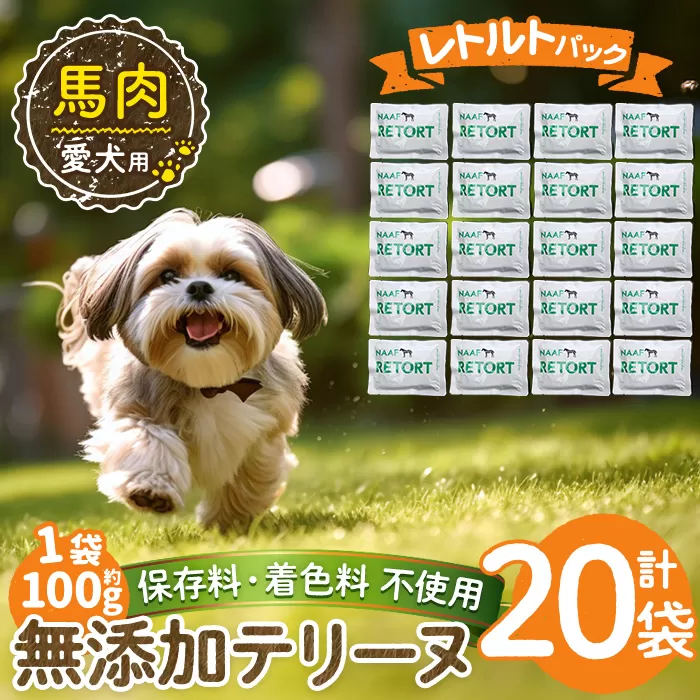 a1087-F ＜保存料・着色料 不使用＞愛犬用無添加テリーヌ レトルトパック 馬テリーヌ20袋(1袋約100g・合計約2kg)【Nフードサービス】姶良市 馬 テリーヌ 犬 ドッグ ペット フード エサ レトルト おやつ ごはん ご飯 間食 ご褒美