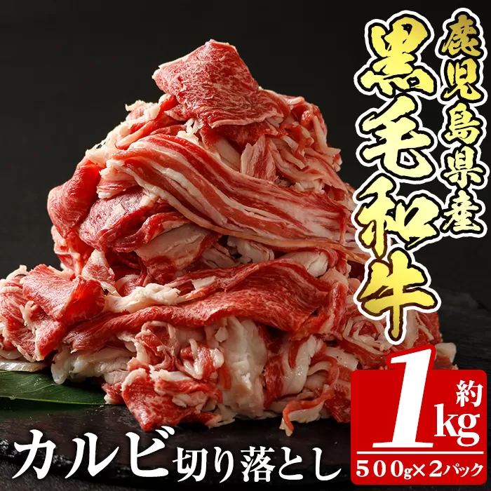 a328 鹿児島産黒毛和牛 カルビ切り落とし肉1kg(500g×2パック)[財宝]姶良市 国産 牛肉 切落し 薄切り 料理 冷凍 すき焼き しゃぶしゃぶ 肉じゃが