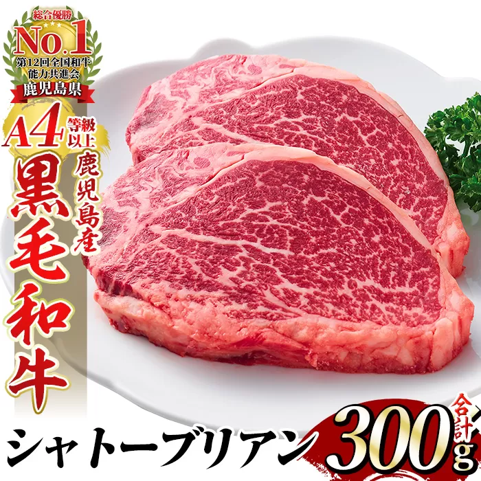 a326 A4等級 以上 鹿児島産黒毛和牛・シャトーブリアン3枚(合計300g)【財宝】国産 牛肉 希少部位 フィレ ステーキ