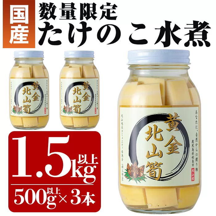 a531 《先行予約受付中！2025年6月以降順次発送予定》数量限定！黄金北山筍(大)500g以上×3本合計約1.5kg【北山校区コミュニティ協議会】