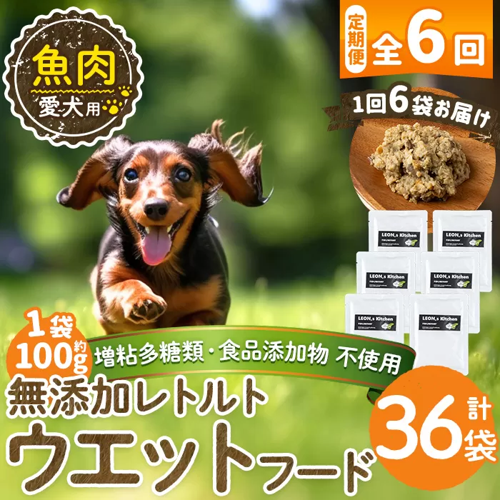 a1073-H 【6回定期便】<増粘多糖類・食品添加物不使用>愛犬用無添加レトルトパック 魚ウェットフード6袋×6回(1袋約100g・合計約3.6kg)【Nフードサービス】姶良市 ドッグ フード パウチ 犬 ペット おやつ ごはん ご褒美 ペット関係 常温 常温保存