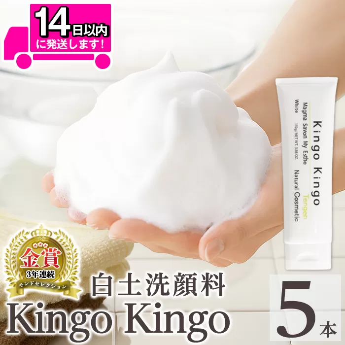 a742-C 白土洗顔料 kingokingo5本・泡立てネット付(1本110g・合計550g)【てんげん】姶良市 泡 濃密泡 もっちり泡 洗顔料 洗顔 洗顔フォーム きんごきんご