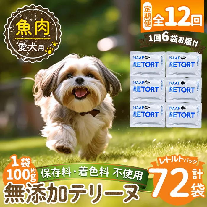 a1089-I 【12回定期便】<保存料・着色料 不使用>愛犬用無添加テリーヌ レトルトパック 魚テリーヌ6袋×12回(1袋約100g・合計約7.2kg)【Nフードサービス】姶良市 魚 テリーヌ 犬 ドッグ ペット フード エサ レトルト おやつ ごはん ご飯 間食 ご褒美