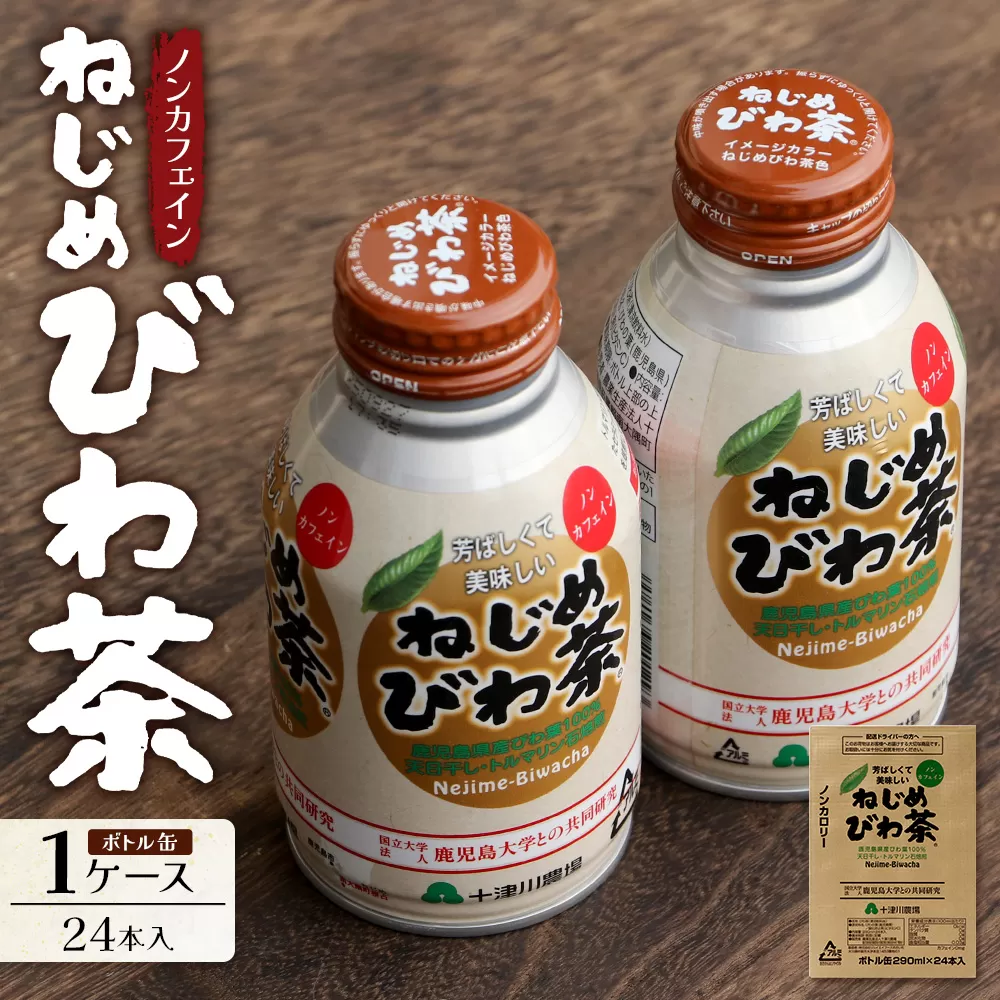 鹿児島県産 ねじめびわ茶 ボトル缶 1ケース（290ml×24本入り）ノンカフェイン TO-403 | 国産 お茶 健康茶 カロリーゼロ 缶 持ち運び 無香料 無着色 ポリフェノール さわやか 甘み 香ばしい おいしい びわの葉 産地直送 鹿児島県 南大隅町 十津川農場