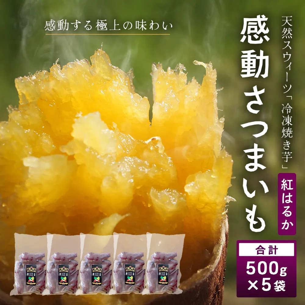 【冷凍焼芋】感動さつまいも 熟成紅はるか 500g×5パック FR-504 | サツマイモ 焼き芋 紅はるか べにはるか 熟成芋 長期熟成 冷凍 スイーツ お菓子 甘い お中元 お歳暮 ギフト プレゼント 保存料不使用 鹿児島県 南大隅町 株式会社フォレスト