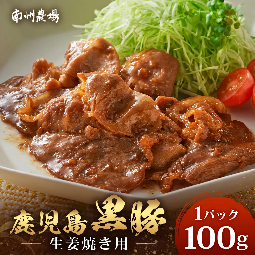 鹿児島県産 黒豚生姜焼き(100g×1パック) 味付き肉 冷凍 NS-20 | 鹿児島 黒豚 かごしま黒豚 お味見 お試し お一人様用 お肉 肉 豚肉 しょうが焼き 焼くだけ 味付き おかず お弁当 加工肉 真空パック 鹿児島県 南大隅町 南州農場