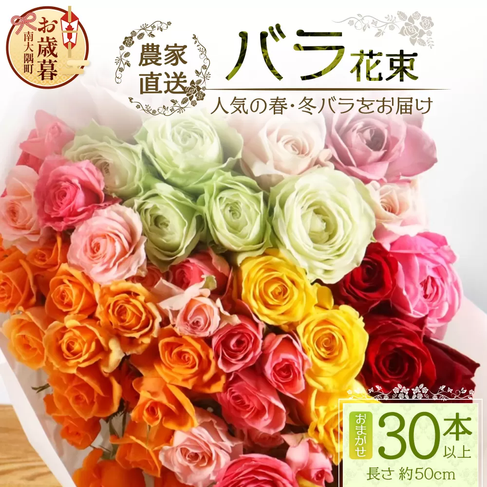 [お歳暮][人気の春・冬薔薇をお届け]ばら農家直送!バラ花束30本以上お届け(色はおまかせ) [ギフト対応可]TB-16-os│ローズ 新鮮 花 フラワー 花束 ばら 薔薇 バラ 誕生日 記念日 結婚祝い ギフト プレゼント お祝い 贈り物 贈答 鹿児島県 南大隅町 富田バラ園 お歳暮