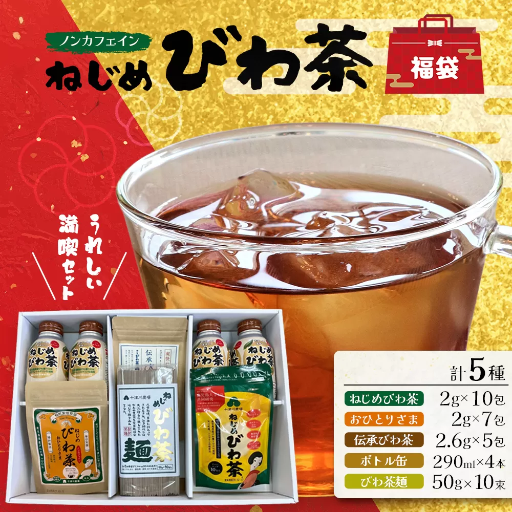 [福袋]ねじめびわ茶うれしい満喫セット(5種)化粧箱入 TO-20-FB| ねじめ びわ茶 ボトル缶 国産 大容量 トルマリン石 焙煎 健康茶 お茶 煮だし 飲みやすい 香ばしい おいしい びわの葉 福袋 セット 飲み比べ 鹿児島県 南大隅町 十津川農場
