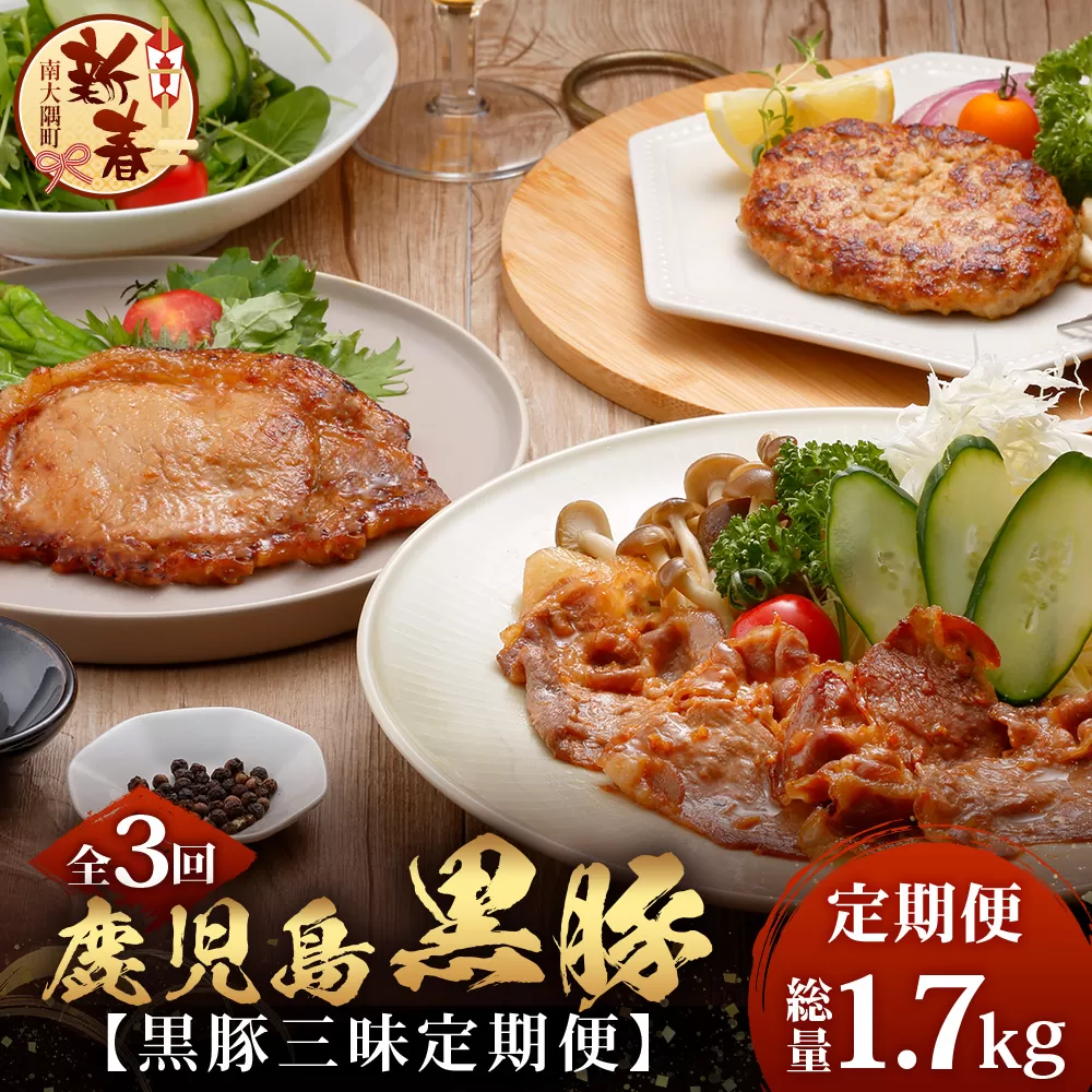 ［新春］≪全3回≫ 鹿児島県産 黒豚三昧 定期便 ♪ ＜ 黒豚味噌漬け 生姜焼き 生ハンバーグ ＞ ★☆＼＼ 黒豚ロース味噌漬け バナナマンの早起きせっかくグルメで紹介されました！！／／☆★ 南州農場 かごしま黒豚 NS-29 | 肉 お肉 豚肉 豚 にく ぶた 鹿児島黒豚 ハンバーグ 味噌漬け 生姜焼き おかず ジューシー お弁当 国産 肉定期便 鹿児島県 南大隅町 南州農場