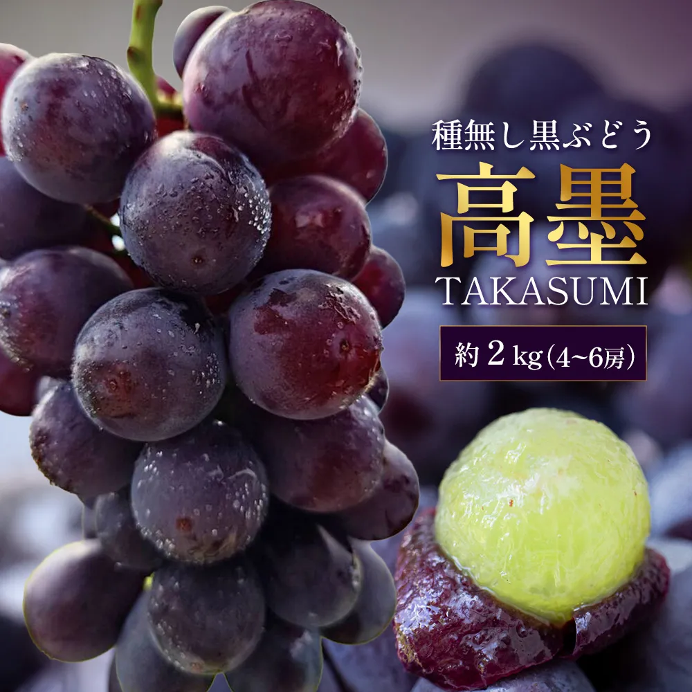 【9月30日受付終了】本土最南端のぶどう 高墨 約2kg(4～6房）種無し TE-2｜ 黒ぶどう たかすみ 産地直送 旬 ブドウ 葡萄 ぶどう フルーツ 果物 くだもの 数量限定 果実 巨峰 枝変わり 鹿児島県 南大隅町 有限会社ティエラ　