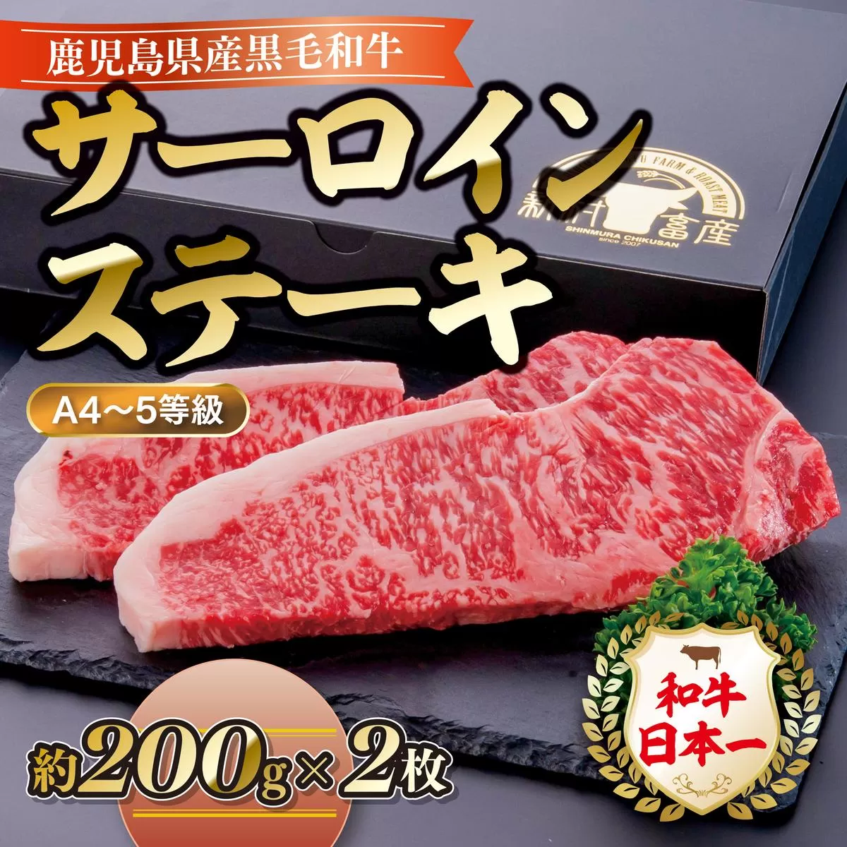 ＜A4～5等級＞鹿児島県産黒毛和牛サーロインステーキ(計約400g・約200g×2枚)