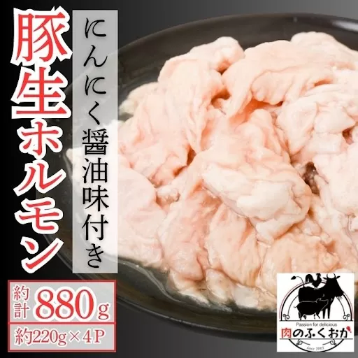  豚生ホルモンにんにく醤油味付(計880g・220g×4) 