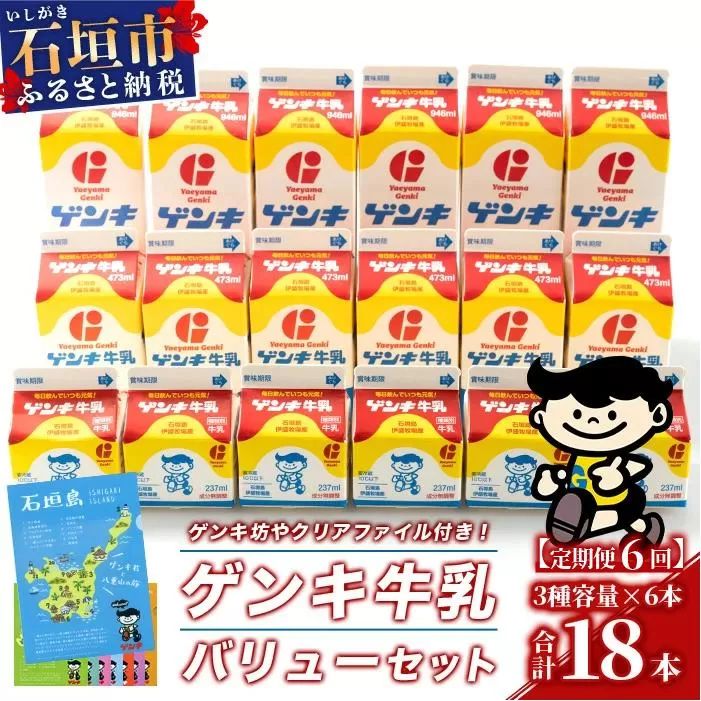 【ふるさと納税限定】【定期便_6回】ゲンキ牛乳バリューセット【八重山ゲンキ乳業】【日本最南端の乳業】【伊盛牧場産 生乳100%使用】GN-3_6t