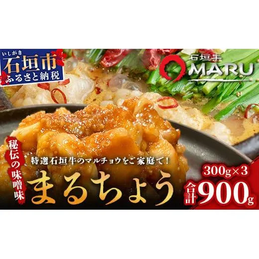 希少な特選石垣牛のホルモンをご家庭で!!秘伝の味噌味マルチョウ300g×3パック【 沖縄 石垣 和牛 石垣牛 希少 特選 肉 味噌 みそ 味付 ホルモン マルチョウ 冷凍 小分け 】IM-16