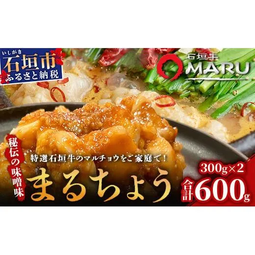 希少な特選石垣牛のホルモンをご家庭で!!秘伝の味噌味マルチョウ300g×2パック【 沖縄 石垣 和牛 石垣牛 希少 特選 肉 味噌 みそ 味付 ホルモン マルチョウ 冷凍 小分け 】IM-15