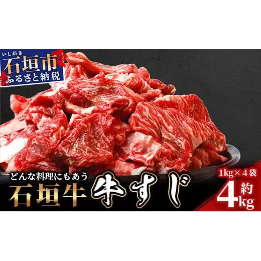 石垣牛・牛すじ ４kg （1kg×４） 冷凍便【 沖縄県 石垣市 牛肉 お肉 牛スジ 牛筋 煮込み おでん カレー 】 SI-87