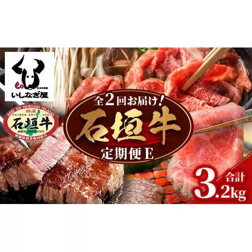 【全2回 定期便E】 石垣牛 ステーキ＆焼肉特盛セット・すきしゃぶ800g＆焼肉特盛セット　計3.2kg（いしなぎ屋）【 特選肉 肉 高級 黒毛和牛 和牛 牛 】AB-33