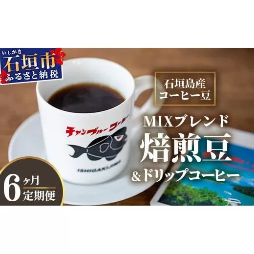 【6ヶ月定期便】石垣島産コーヒー豆MIXブレンド ドリップパック10個と焙煎豆100g×4袋セット | 沖縄県石垣市 沖縄 沖縄県 琉球 八重山 八重山諸島 石垣 石垣島 定期便 送料無料 コーヒー チャンプルー コロンビア ブラジル 豆 コーヒー豆 ドリップ 農産物 高級コーヒー IW-5
