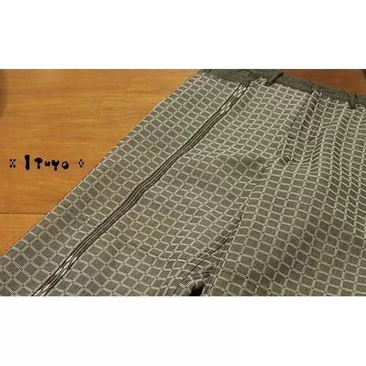 みんさー織 総手織りパンツ(楕円ヒチガーラ グレイッシュ)Mサイズ AZ-65-1