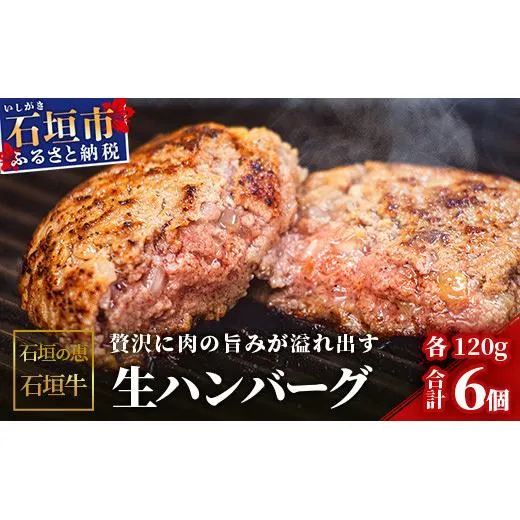 【産地直送】石垣の恵 石垣牛 生ハンバーグ6個【合計720g】【日本最南端の黒毛和牛】KB-101