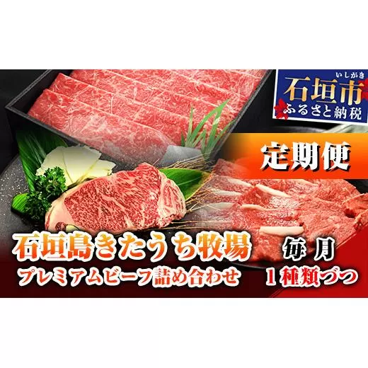 【6回定期便】石垣島きたうち牧場プレミアムビーフ 詰め合わせ 牛肉 肉 定期 肉定期便 6ヶ月 6ヵ月 しゃぶしゃぶ ステーキ 切り落し 切り落とし 焼き肉 すき焼き サーロイン モモ 赤身 AM-17