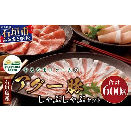 石垣島産 やえやまファームのアグ―豚(南ぬ豚)しゃぶしゃぶ セット600g 【 バラ肉 ロース 肩ロース 豚肉 豚しゃぶ 南ぬ豚 アグー豚 しゃぶしゃぶ 石垣 石垣島 沖縄 八重山 やえやまファーム 】E-6-1