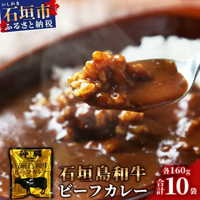 石垣島和牛ビーフカレー 160g×10袋【合計1.6kg】お土産にも大人気のご当地カレー【レトルトで簡単・便利】KB-4-2