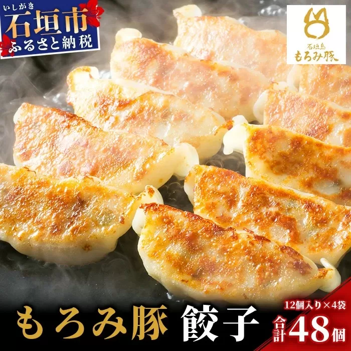 【石垣島ブランド豚】もろみ豚 特製 餃子 4パック【合計48個】【もろみで育てる自慢の豚肉】ぎょうざ 小分け AH-5