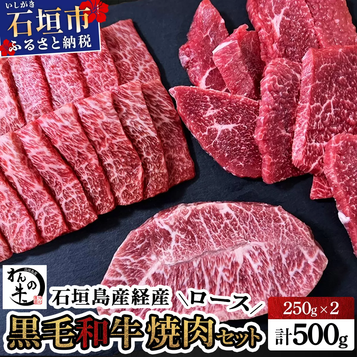 石垣島産経産黒毛和牛 焼肉セット【真空パック】 計 500g NA-01