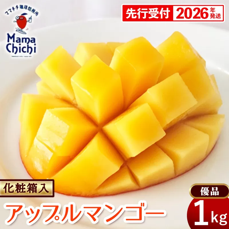【化粧箱入】【先行受付・2026年発送】ママチチマンゴーファームの優品・化粧箱アップルマンゴー約1kg - 先行予約 沖縄県産 産地直送 南国フルーツ 旬の味覚 旬のフルーツ 贈り物 ギフト 沖縄県 八重瀬町