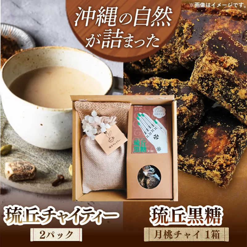 琉丘チャイティー ＆ 琉丘黒糖 ギフトセット - 黒糖 フレーバー 月桃チャイ ティーパック 簡単 本格 スパイス マサラチャイ 人気 おすすめ 無添加 自然の恵み 贈り物 贈答品 沖縄県 八重瀬町