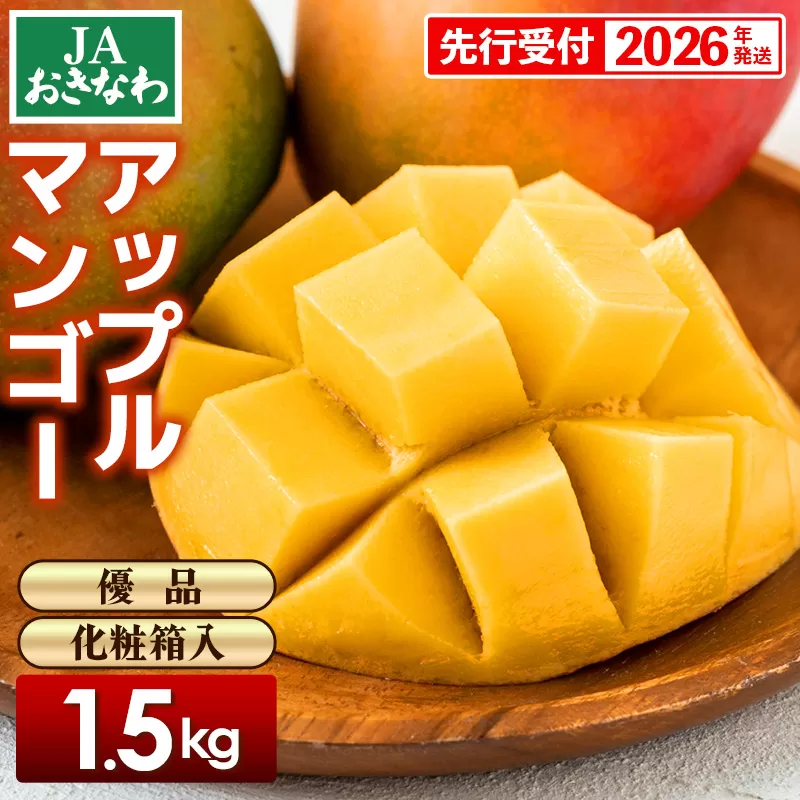 【化粧箱入】【先行受付・2026年発送】JAおきなわの産直アップルマンゴー 約1.5kg【優品】- 先行予約 沖縄 産地直送 南国フルーツ 旬の味覚 贈り物 ギフト オススメ 沖縄県 八重瀬町