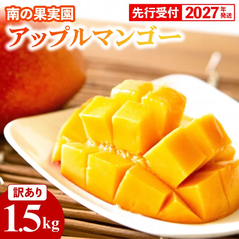 【先行受付】【2027年発送】南の果実園 アップルマンゴー 訳あり品 1.5kg（3～7玉）- 先行予約 沖縄県産 産地直送 南国フルーツ 旬の味覚 季節の果物 ご自宅用 家庭用 沖縄県 八重瀬町